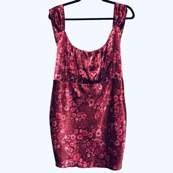 Vintage Y2K Self Esteem Babydoll Red Satin Floral Top Fairy Vamp Womens Size 2X - Picture 2 of 8